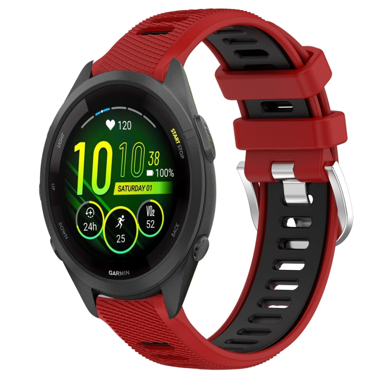 For Garmin Forerunner 265S 18mm Sports Two-Color Steel Buckle Silicone Watch Band(Red+Black) - Smart Wear by PMC Jewellery | Online Shopping South Africa | PMC Jewellery