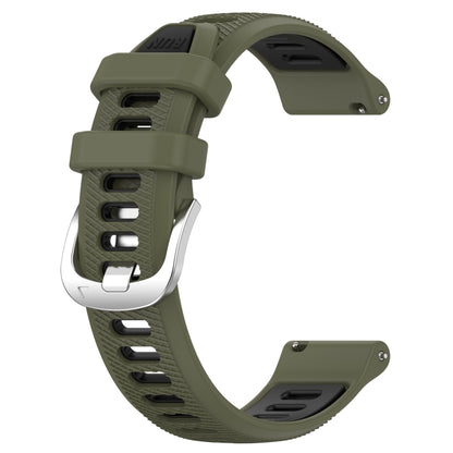 For Garmin Forerunner 265S Music 18mm Sports Two-Color Steel Buckle Silicone Watch Band(Army Green+Black) - Smart Wear by PMC Jewellery | Online Shopping South Africa | PMC Jewellery