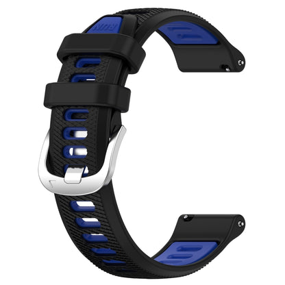 For Garmin Venu 2S 18mm Sports Two-Color Steel Buckle Silicone Watch Band(Black+Blue) - Smart Wear by PMC Jewellery | Online Shopping South Africa | PMC Jewellery