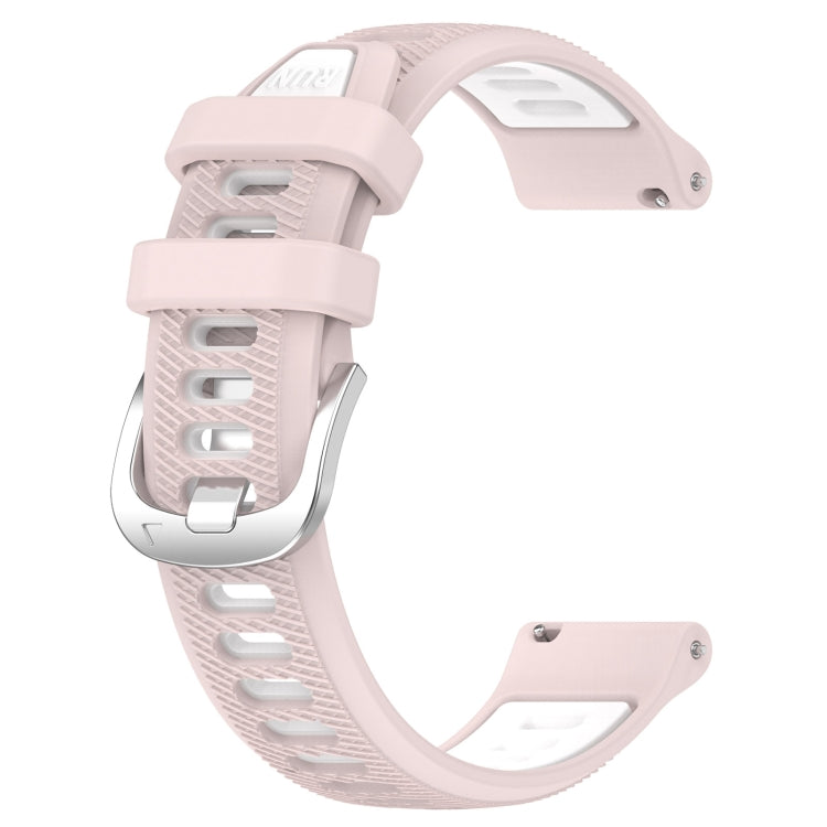 For Garmin move Trend 20mm Sports Two-Color Steel Buckle Silicone Watch Band(Pink+White) - Smart Wear by PMC Jewellery | Online Shopping South Africa | PMC Jewellery
