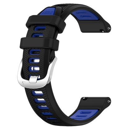 For Garmin Vivoactive3 Music 20mm Sports Two-Color Steel Buckle Silicone Watch Band(Black+Blue) - Smart Wear by PMC Jewellery | Online Shopping South Africa | PMC Jewellery