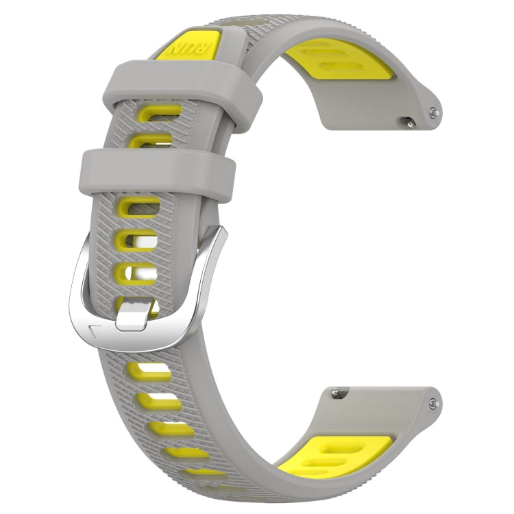 For Garmin Venu 2 Plus 20mm Sports Two-Color Steel Buckle Silicone Watch Band(Grey+Yellow) - Smart Wear by PMC Jewellery | Online Shopping South Africa | PMC Jewellery