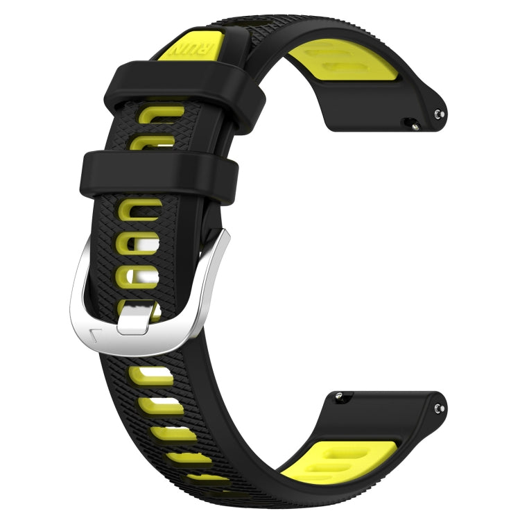 For Garmin Forerunner 55 20mm Sports Two-Color Steel Buckle Silicone Watch Band(Black+Lime Green) - Smart Wear by PMC Jewellery | Online Shopping South Africa | PMC Jewellery