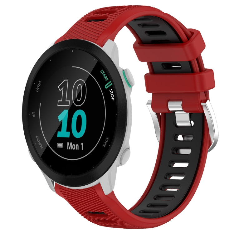 For Garmin Forerunner 55 20mm Sports Two-Color Steel Buckle Silicone Watch Band(Red+Black) - Smart Wear by PMC Jewellery | Online Shopping South Africa | PMC Jewellery