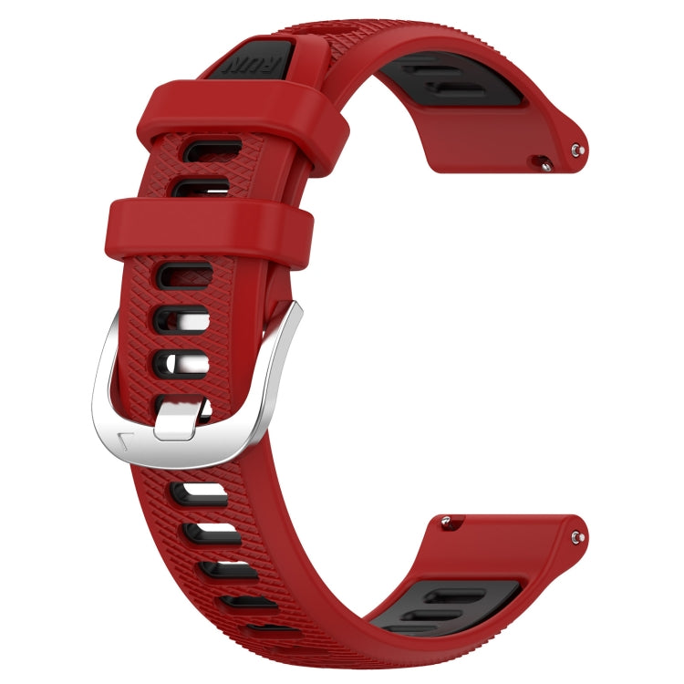 For Amazfit GTS 2E 22mm Cross Texture Two Color Silicone Steel Buckle Watch Band(Red+Black) -  by PMC Jewellery | Online Shopping South Africa | PMC Jewellery