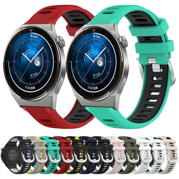 For Honor Watch ES 20mm Sports Two-Color Steel Buckle Silicone Watch Band(White+Blue) - Smart Wear by PMC Jewellery | Online Shopping South Africa | PMC Jewellery