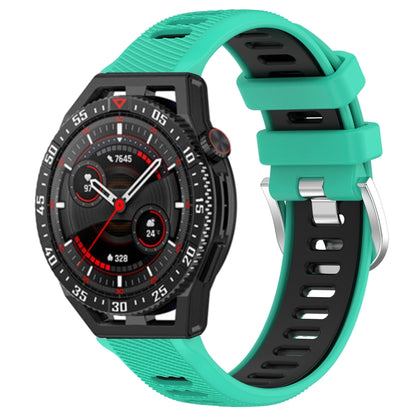 For Huawei Watch GT3 SE 22mm Sports Two-Color Steel Buckle Silicone Watch Band(Lake Blue+Black) - Smart Wear by PMC Jewellery | Online Shopping South Africa | PMC Jewellery