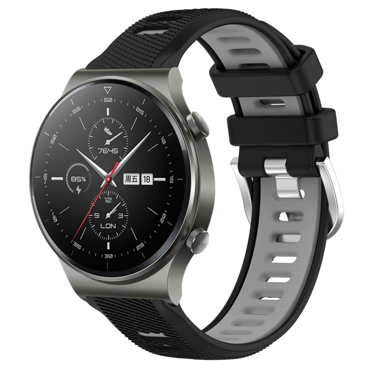 For Huawei GT2 Pro 22mm Sports Two-Color Steel Buckle Silicone Watch Band(Black+Grey) - Smart Wear by PMC Jewellery | Online Shopping South Africa | PMC Jewellery