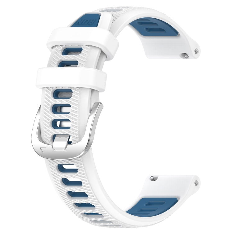 For Xiaomi Watch S2 46mm 22mm Sports Two-Color Steel Buckle Silicone Watch Band(White+Blue) - Smart Wear by PMC Jewellery | Online Shopping South Africa | PMC Jewellery