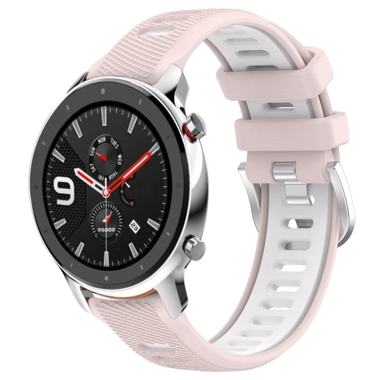 For Amazfit GTR 4 Pro 22mm Cross Texture Two Color Silicone Steel Buckle Watch Band(Pink+White) -  by PMC Jewellery | Online Shopping South Africa | PMC Jewellery