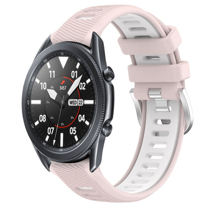 For Samsung Galaxy Watch3 45mm 22mm Sports Two-Color Steel Buckle Silicone Watch Band(Pink+White) - Smart Wear by PMC Jewellery | Online Shopping South Africa | PMC Jewellery