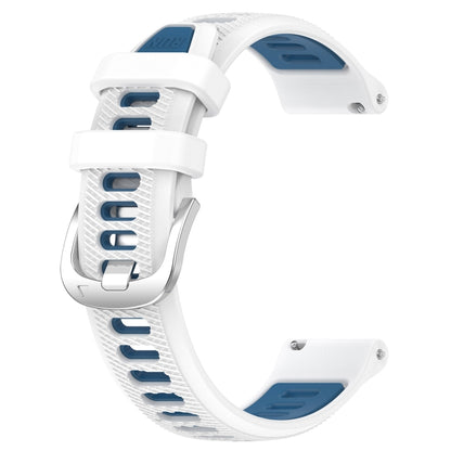 For Samsung Galaxy Watch 46mm 22mm Sports Two-Color Steel Buckle Silicone Watch Band(White+Blue) - Smart Wear by PMC Jewellery | Online Shopping South Africa | PMC Jewellery