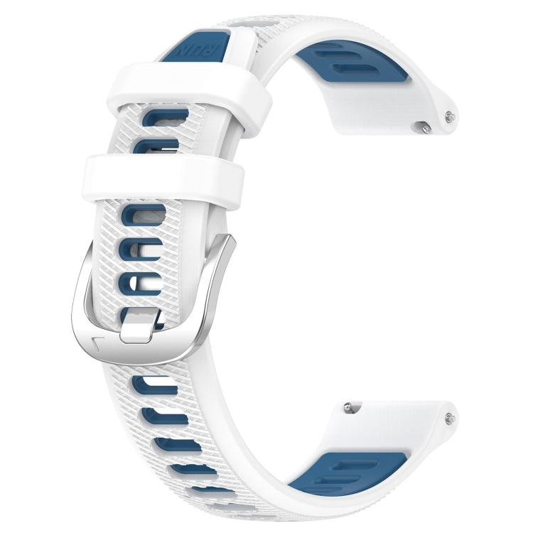 For Samsung Gear S3 Classic 22mm Sports Two-Color Steel Buckle Silicone Watch Band(White+Blue) - Smart Wear by PMC Jewellery | Online Shopping South Africa | PMC Jewellery