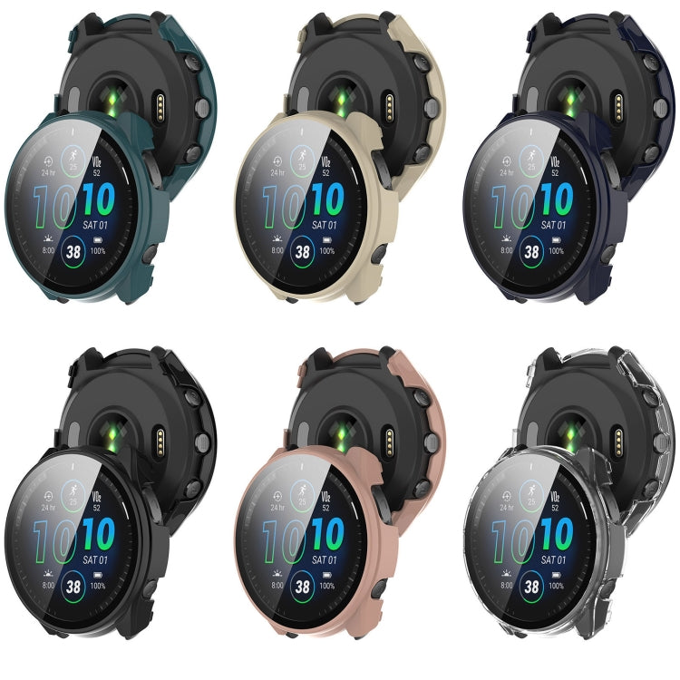For Garmin Forerunner 965 PC + Toughened Film Integrated Watch Protective Case(Green) - Smart Wear by PMC TechLife | Online Shopping South Africa | PMC TechLife
