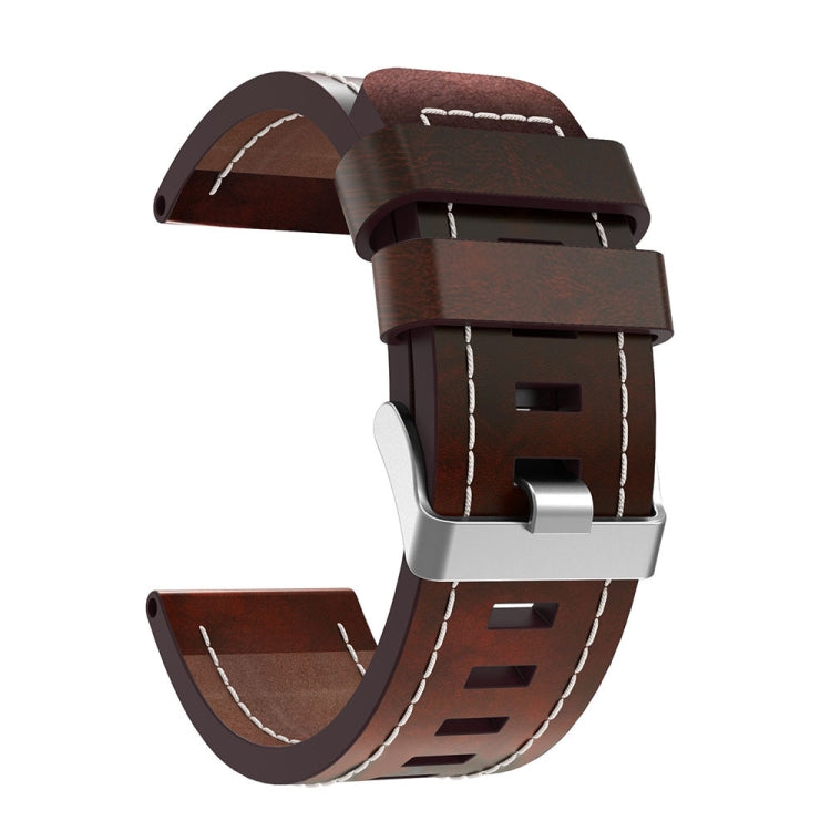 For Garmin Tactix 7 26mm Sewing Leather Steel Buckle Watch Band(Red Brown) - Smart Wear by PMC Jewellery | Online Shopping South Africa | PMC Jewellery