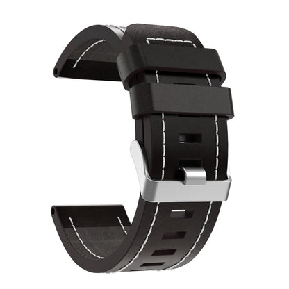 For Garmin Enduro 2 26mm Sewing Leather Steel Buckle Watch Band(Black) - Smart Wear by PMC Jewellery | Online Shopping South Africa | PMC Jewellery