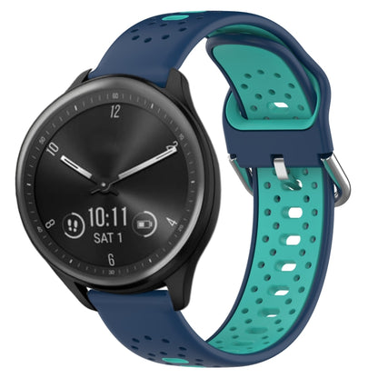 For Garmin Vivomove Sport 20mm Breathable Two-Color Silicone Watch Band(Blue+Teal) - Watch Bands by PMC Jewellery | Online Shopping South Africa | PMC Jewellery