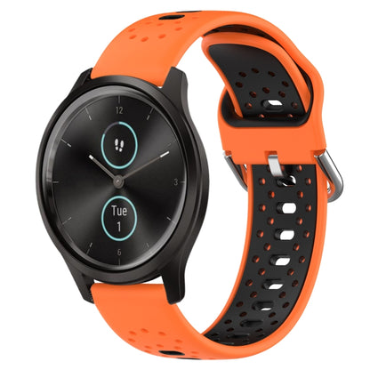 For Garmin VivoMove Style 20mm Breathable Two-Color Silicone Watch Band(Orange+Black) - Watch Bands by PMC Jewellery | Online Shopping South Africa | PMC Jewellery