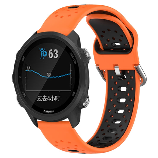 For Garmin Forerunner 245 20mm Breathable Two-Color Silicone Watch Band(Orange+Black) - Watch Bands by PMC Jewellery | Online Shopping South Africa | PMC Jewellery