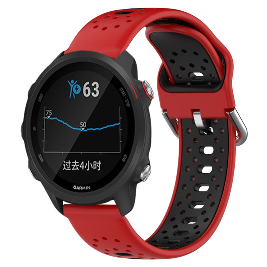 For Garmin Forerunner 245 Music 20mm Breathable Two-Color Silicone Watch Band(Red+Black) - Watch Bands by PMC Jewellery | Online Shopping South Africa | PMC Jewellery