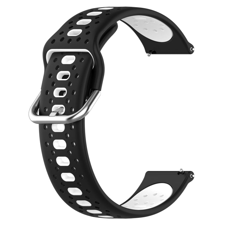 For Garmin Forerunner Sq2 Music 20mm Breathable Two-Color Silicone Watch Band(Black+White) - Watch Bands by PMC Jewellery | Online Shopping South Africa | PMC Jewellery