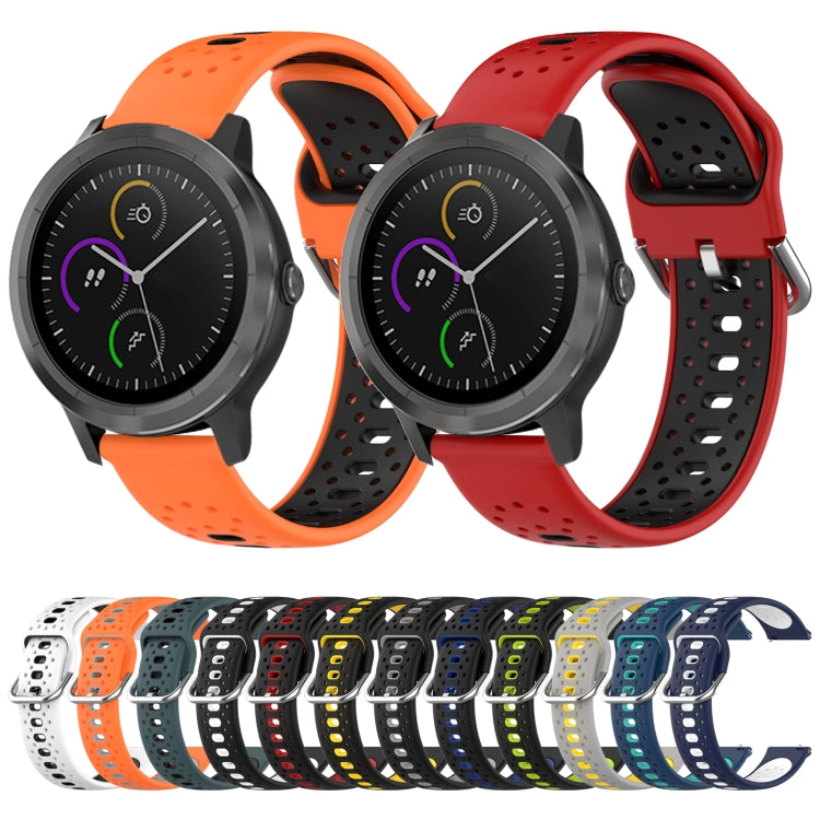 For Garmin Approach S40 20mm Breathable Two-Color Silicone Watch Band(Grey+Yellow) - Watch Bands by PMC TechLife | Online Shopping South Africa | PMC TechLife