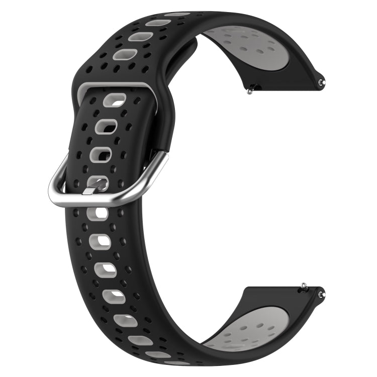 For Samsung Galaxy Watch 4 44mm 20mm Breathable Two-Color Silicone Watch Band(Black+Grey) - Watch Bands by PMC Jewellery | Online Shopping South Africa | PMC Jewellery