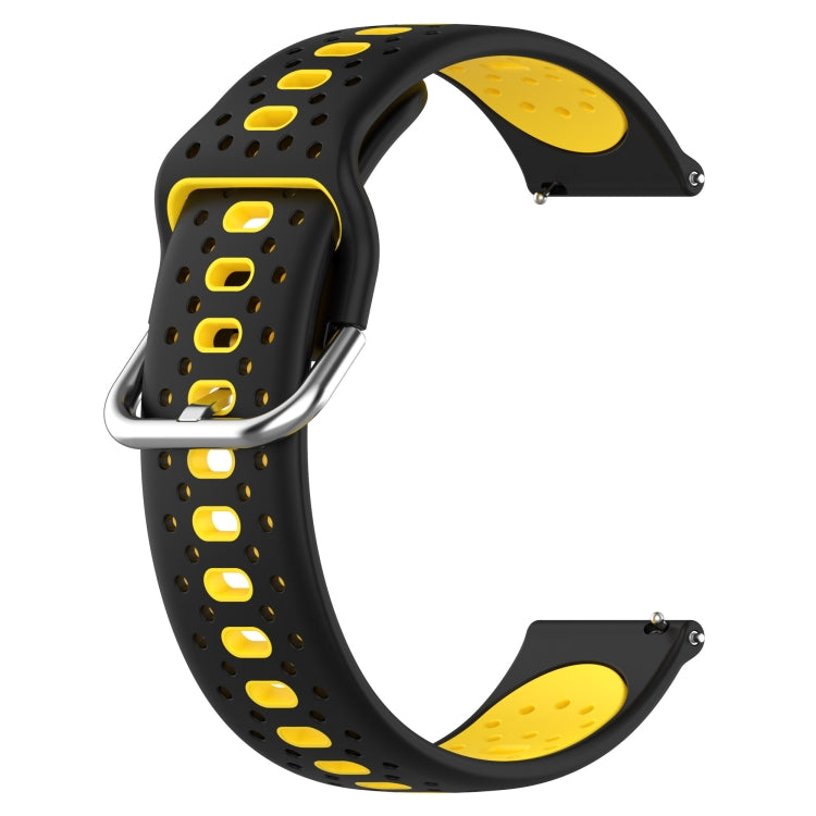 For Samsung Galaxy Watch Active 2 40mm 20mm Breathable Two-Color Silicone Watch Band(Black+Yellow) - Watch Bands by PMC Jewellery | Online Shopping South Africa | PMC Jewellery