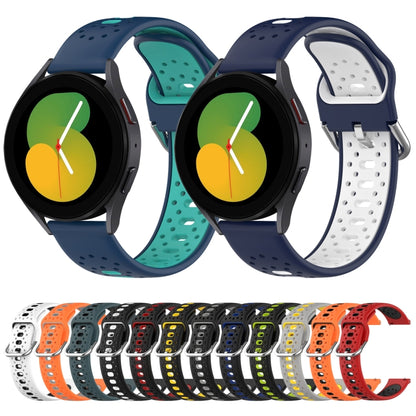 For Samsung Galaxy Watch 4 44mm 20mm Breathable Two-Color Silicone Watch Band(Black+Lime Green) - Watch Bands by PMC Jewellery | Online Shopping South Africa | PMC Jewellery