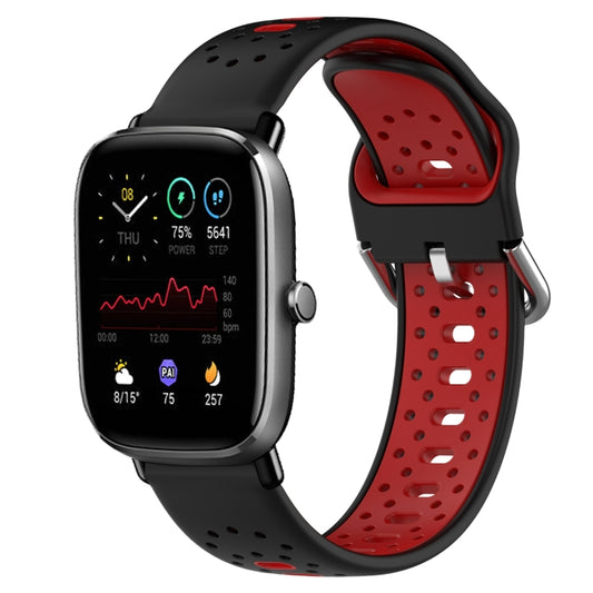 For Amazfit GTS 2 Mini 20mm Breathable Two-Color Silicone Watch Band(Black+Red) - Watch Bands by PMC Jewellery | Online Shopping South Africa | PMC Jewellery