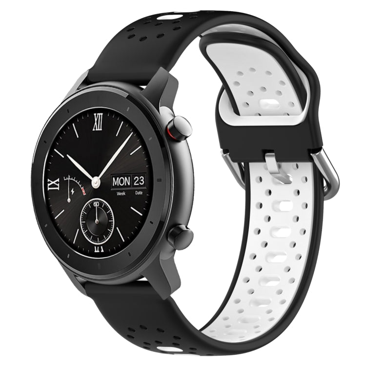 For Amazfit GTR 42mm 20mm Breathable Two-Color Silicone Watch Band(Black+White) - Watch Bands by PMC Jewellery | Online Shopping South Africa | PMC Jewellery