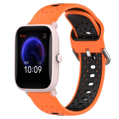 For Amazfit Pop Pro 20mm Breathable Two-Color Silicone Watch Band(Orange+Black) - Watch Bands by PMC Jewellery | Online Shopping South Africa | PMC Jewellery