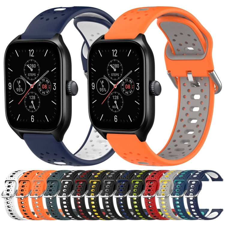 For Amazfit Bip 1S 20mm Breathable Two-Color Silicone Watch Band(Orange+Grey) -  by PMC TechLife | Online Shopping South Africa | PMC TechLife