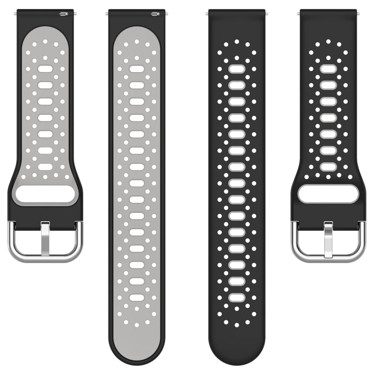 For Amazfit Bip3 20mm Breathable Two-Color Silicone Watch Band(Black+Grey) - Watch Bands by PMC Jewellery | Online Shopping South Africa | PMC Jewellery