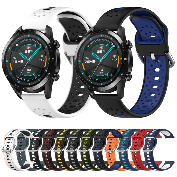 For Huawei Watch GT2 42mm 20mm Breathable Two-Color Silicone Watch Band(White+Black) - Watch Bands by PMC Jewellery | Online Shopping South Africa | PMC Jewellery