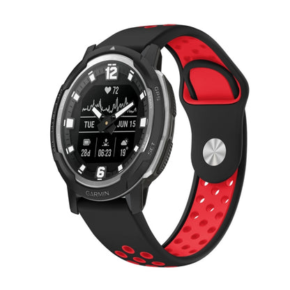 For Garmin Instinct Crossover Solar 22mm Sports Breathable Silicone Watch Band(Black+Red) -  by PMC Jewellery | Online Shopping South Africa | PMC Jewellery