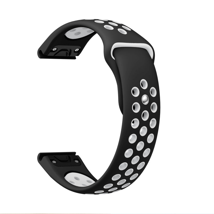 For Garmin Fenix 7 Solar 22mm Sports Breathable Silicone Watch Band(Black+White) - Watch Bands by PMC Jewellery | Online Shopping South Africa | PMC Jewellery