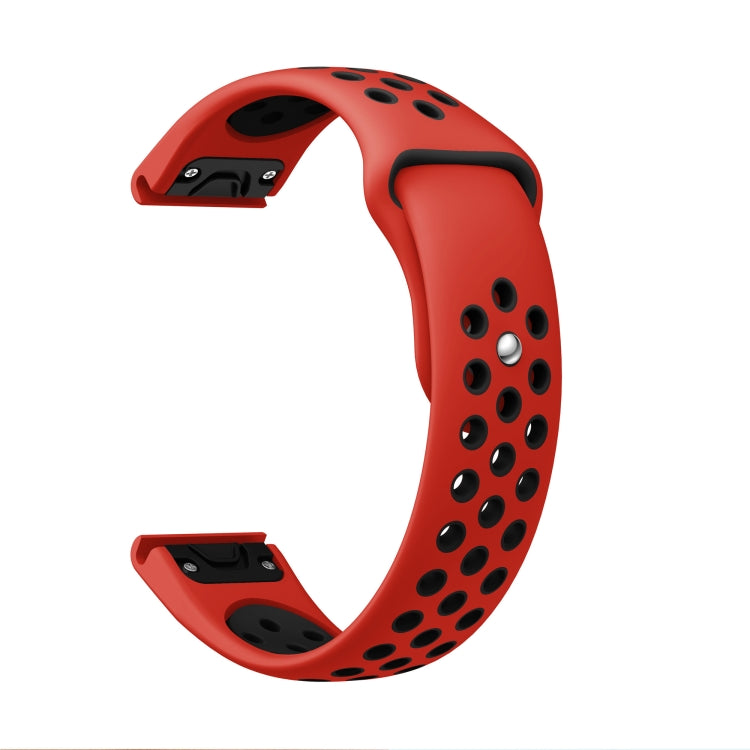 For Garmin Fenix 7 Sapphire Solar 22mm Sports Breathable Silicone Watch Band(Red+Black) - Watch Bands by PMC Jewellery | Online Shopping South Africa | PMC Jewellery