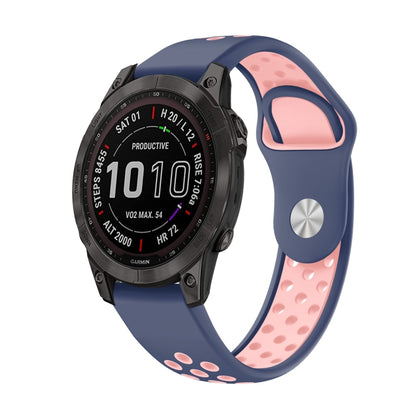 For Garmin Fenix 7 Sapphire Solar 22mm Sports Breathable Silicone Watch Band(Midnight Blue+Pink) - Watch Bands by PMC Jewellery | Online Shopping South Africa | PMC Jewellery