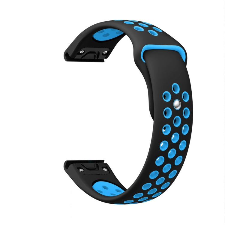 For Garmin Approach S62 22mm Sports Breathable Silicone Watch Band(Black+Blue) -  by PMC Jewellery | Online Shopping South Africa | PMC Jewellery