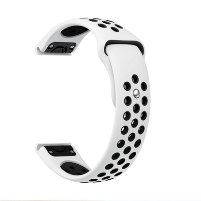 For Garmin Instinct 22mm Sports Breathable Silicone Watch Band(White+Black) -  by PMC Jewellery | Online Shopping South Africa | PMC Jewellery