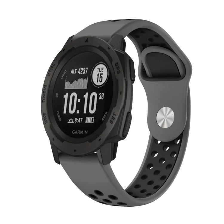 For Garmin Instinct 22mm Sports Breathable Silicone Watch Band(Grey+Black) -  by PMC Jewellery | Online Shopping South Africa | PMC Jewellery