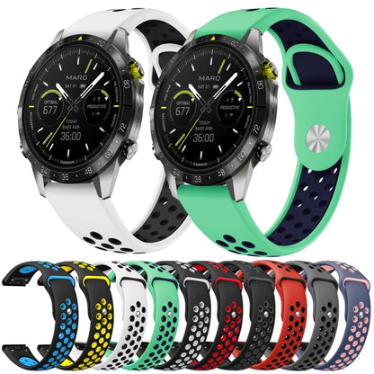 For Garmin Fenix 7 Solar 22mm Sports Breathable Silicone Watch Band(Mint Green+Midnight Blue) - Watch Bands by PMC Jewellery | Online Shopping South Africa | PMC Jewellery