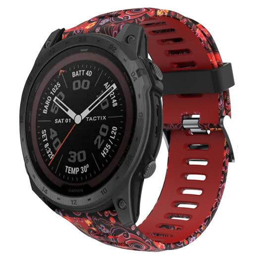 For Garmin Tactix 7 Pro 26mm Camouflage Printed Silicone Watch Band(Red+Jellyfish Camouflage) -  by PMC Jewellery | Online Shopping South Africa | PMC Jewellery