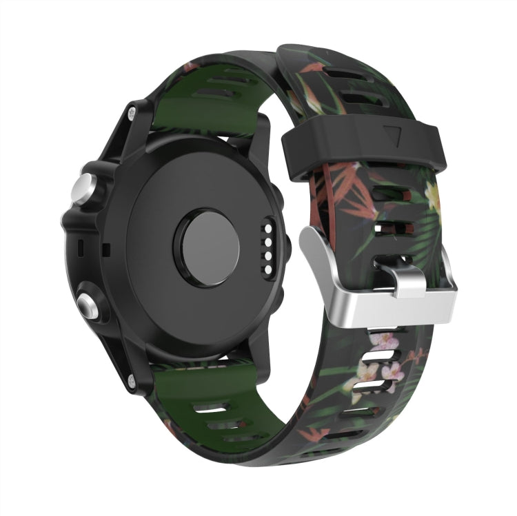 For Garmin Tactix 7 26mm Camouflage Printed Silicone Watch Band(Army Green+Bamboo Camouflage) -  by PMC Jewellery | Online Shopping South Africa | PMC Jewellery