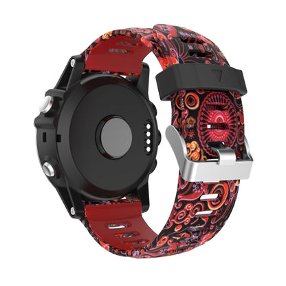 For Garmin Fenix 7X 26mm Camouflage Printed Silicone Watch Band(Red+Jellyfish Camouflage) - Watch Bands by PMC Jewellery | Online Shopping South Africa | PMC Jewellery