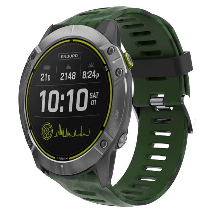 For Garmin Enduro 26mm Camouflage Printed Silicone Watch Band(Army Green+Army Camouflage) -  by PMC Jewellery | Online Shopping South Africa | PMC Jewellery