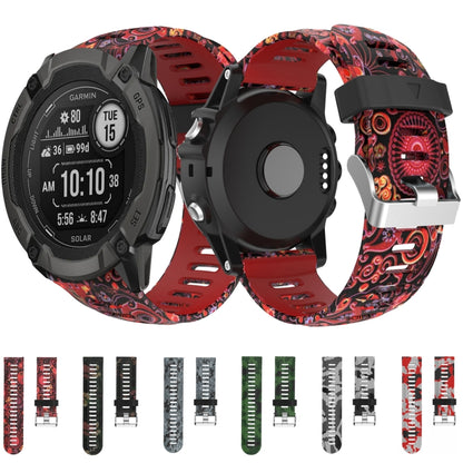 For Garmin Fenix 7X Solar 26mm Camouflage Printed Silicone Watch Band(Red+Army Camouflage) - Watch Bands by PMC Jewellery | Online Shopping South Africa | PMC Jewellery