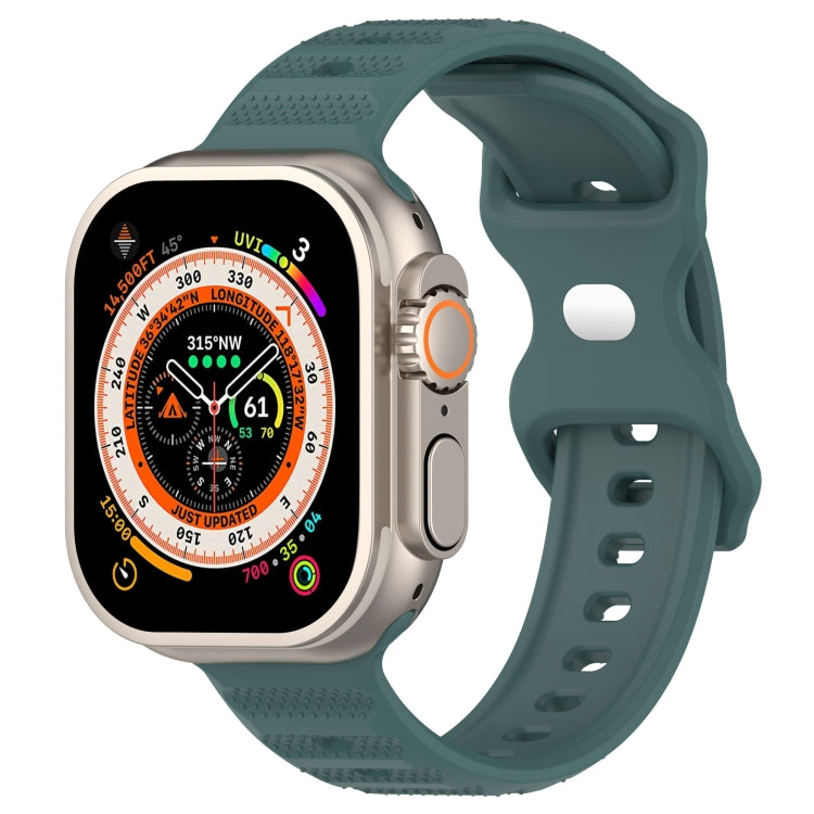 For Apple Watch 8 45mm Reverse Buckle Dot Texture Silicone Watch Band(Olive Green) - Watch Bands by PMC TechLife | Online Shopping South Africa | PMC TechLife