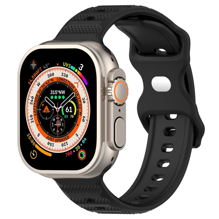 For Apple Watch 7 45mm Reverse Buckle Dot Texture Silicone Watch Band(Black) - Watch Bands by PMC TechLife | Online Shopping South Africa | PMC TechLife